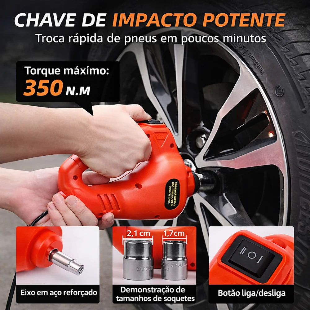 Macaco Elétrico Multifuncional + Chave de Impacto Elétrica! 1 Ano de Garantia